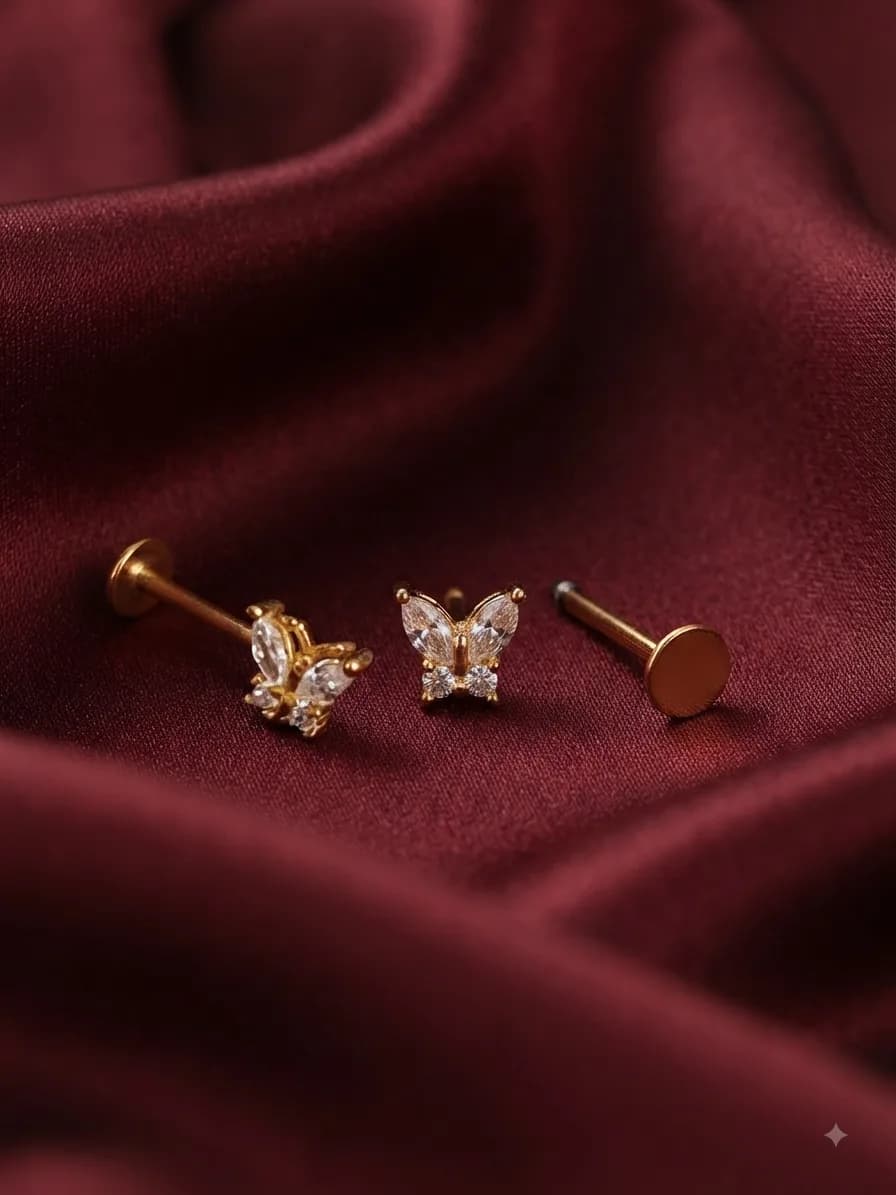 Butterfly shape glod plated helix stud