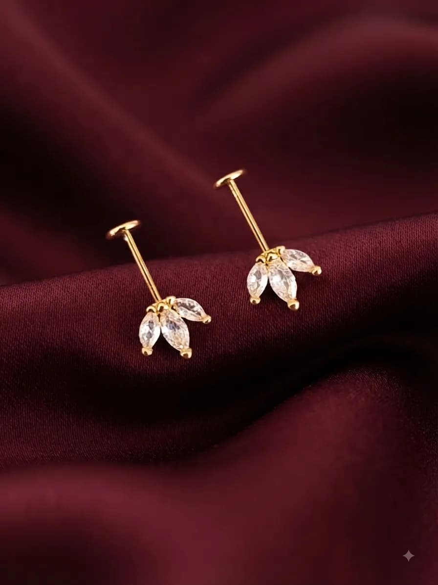 Trio helix design stud glod plated